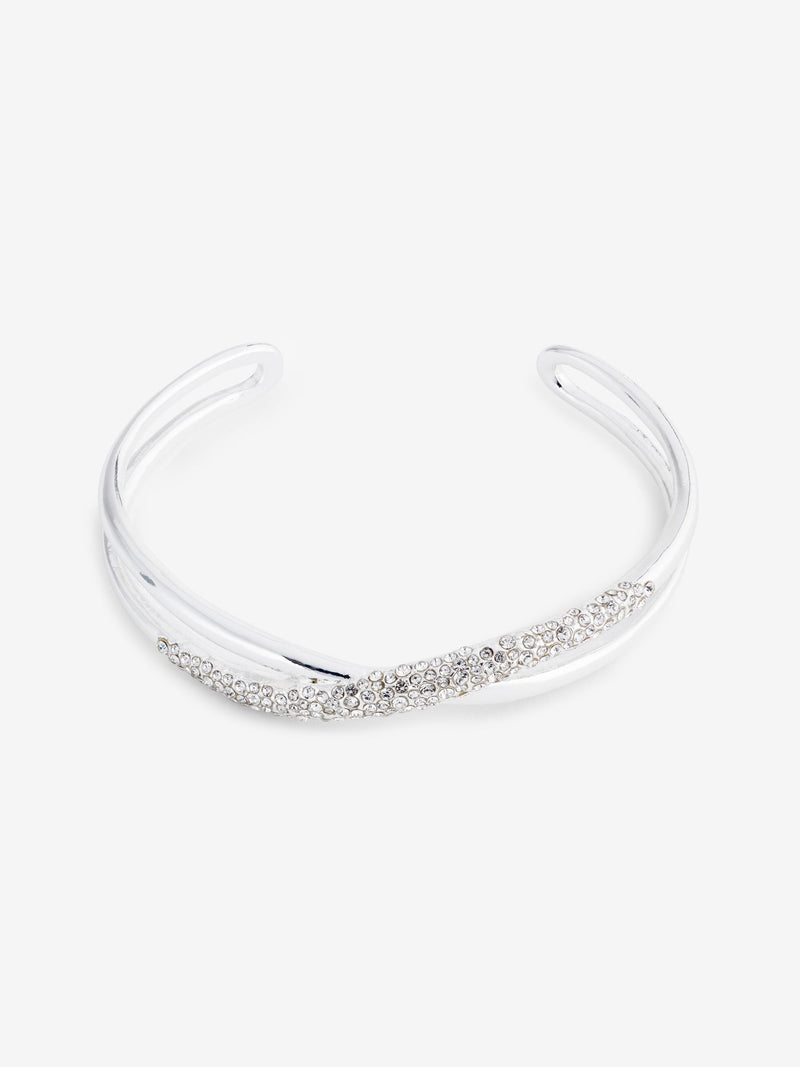 Silver tone twist sparkle cuff bracelet (British brand)