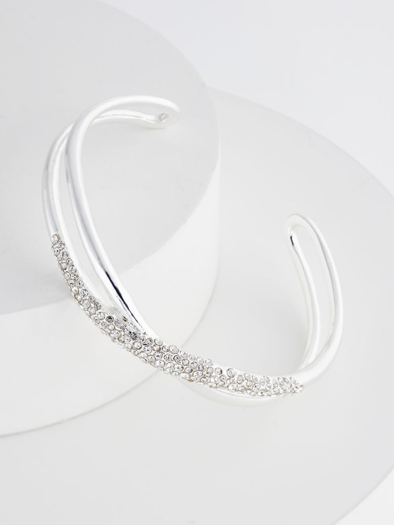 Silver tone twist sparkle cuff bracelet (British brand)