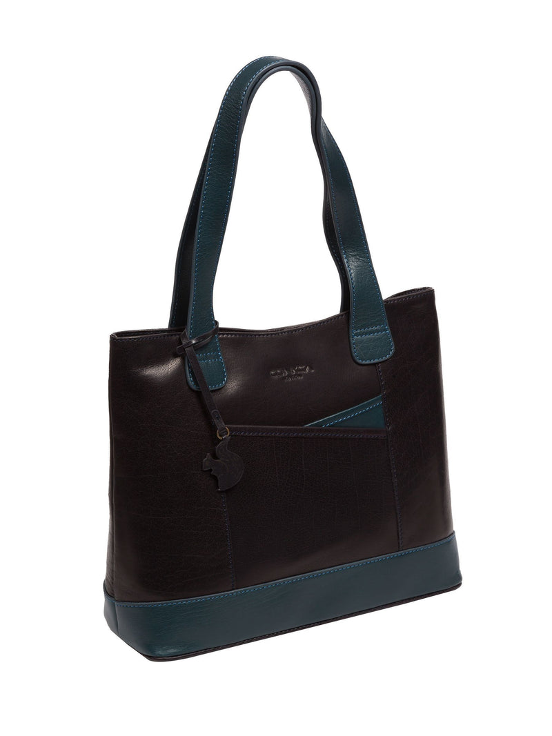 Conkca Little Patience blue leather tote bag - British product