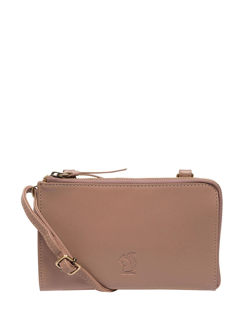Conkca Winnie leather cross-body clutch bag nude (British brand)