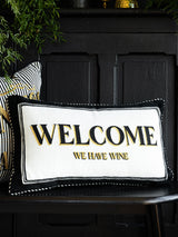 Next Rockett St George Cream/Black Welcome We Have Wine Embroidered Slogan Cushion 30cm x 50cm- Buy online at McGrocer