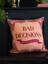 Next Rockett St George Pink Bad Decisions Embroidered Slogan Cushion 45cm- Buy online at McGrocer