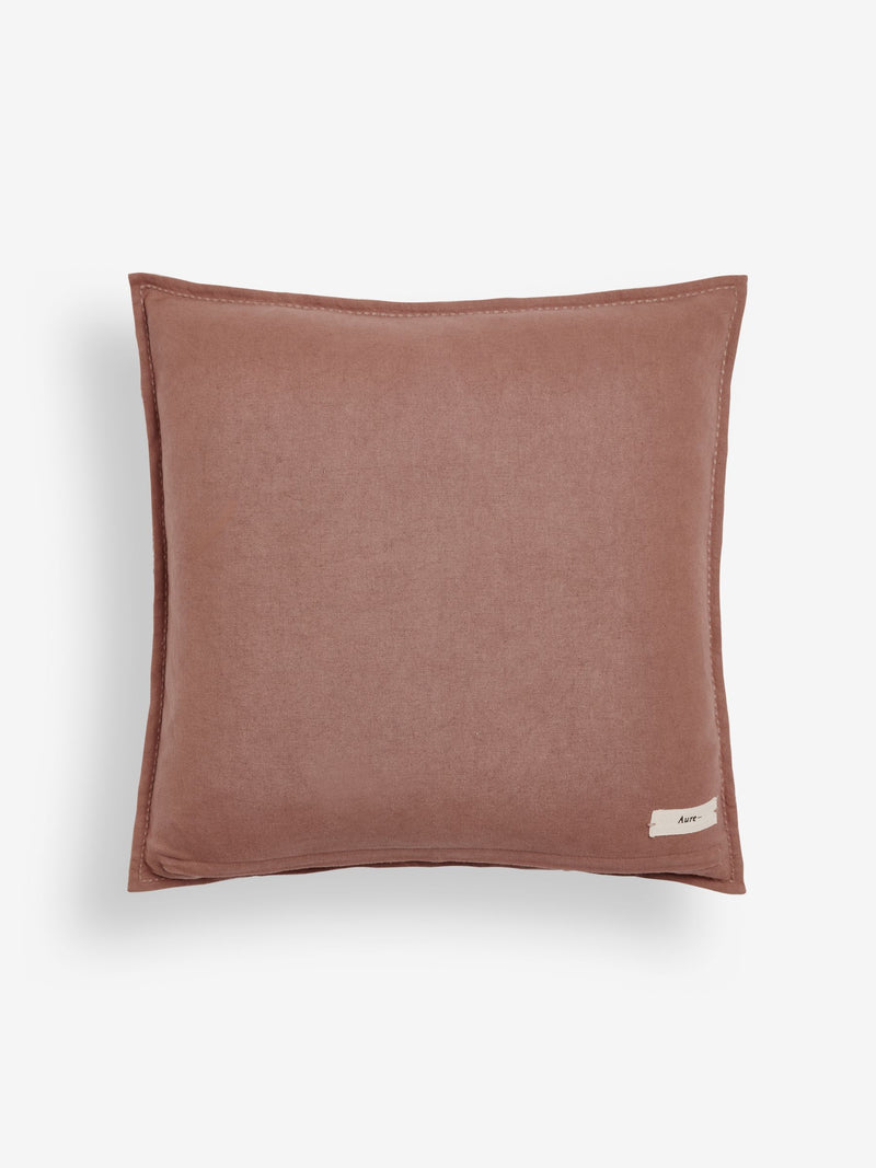 N. Premium floral woodblock cushion in natural colour 59x59cm, UK version