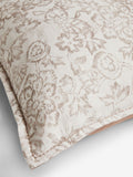 N. Premium floral woodblock cushion in natural colour 59x59cm, UK version