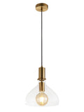 Searchlight Brass Marguerite pendant light with clear glass shade - British product