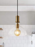 Searchlight Brass Marguerite pendant light with clear glass shade - British product