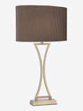 Dar Lighting Oporto table lamp antique brass and brown shade, UK version