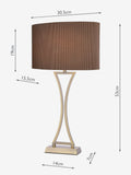 Dar Lighting Oporto table lamp antique brass and brown shade, UK version