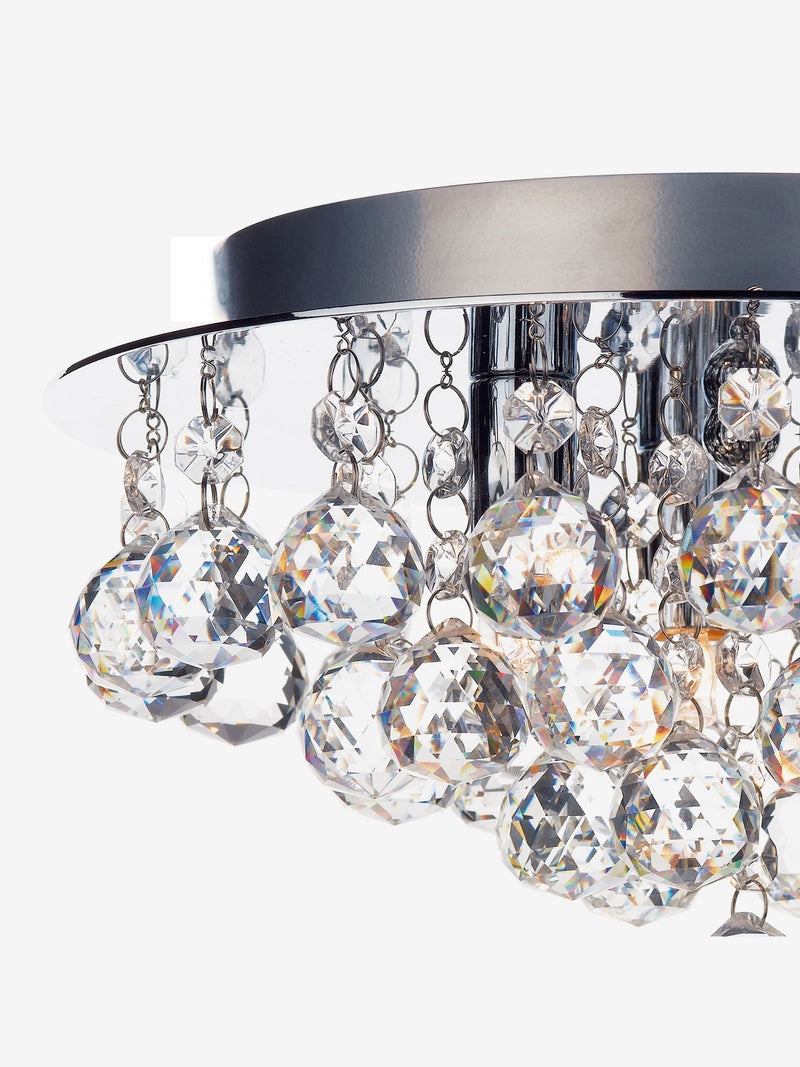 Dar Lighting Pluto clear crystal flush ceiling light 3 light 29cm (British brand)