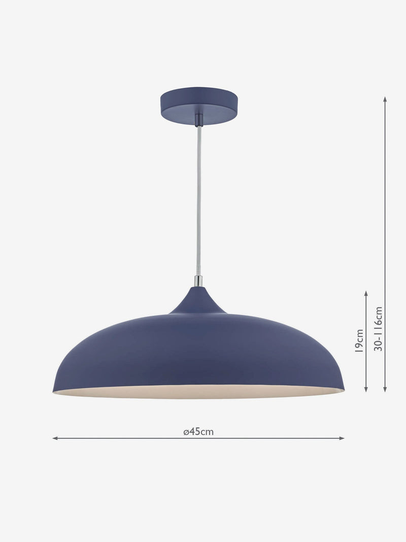Dar Lighting blue Kaelan pendant ceiling light Ø45cm - British product