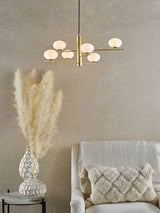 Next Dar Lighting Jasper Satin Gold 6 Light Pendant Ceiling Light- Buy online at McGrocer