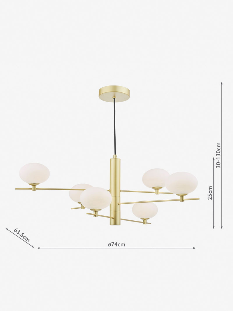 Dar Lighting Jasper pendant light satin gold opal glass (British brand)