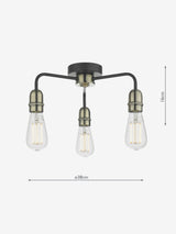 Next Dar Lighting Black Kiefer 3 Light Flush Ceiling Light- Buy online at McGrocer