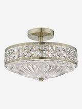 Next Dar Lighting Olona Brass 3-Light Semi Flush Ceiling Light H22 x Ø32cm- Buy online at McGrocer