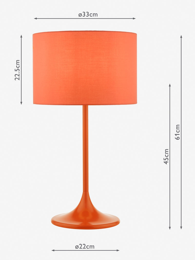 Dar Lighting orange Toledo table lamp with cotton shade - British product