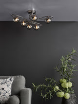 Next Dar Lighting Lysandra Chrome 6 Light Semi-Flush Ceiling Light- Buy online at McGrocer
