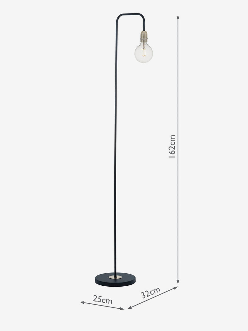 Dar Lighting Kiefer floor lamp in black with antique brass (British brand)
