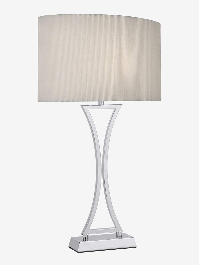 Dar Lighting Chrome Oporto table lamp 53cm, imported from the UK
