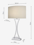 Dar Lighting Chrome Oporto table lamp 53cm, imported from the UK