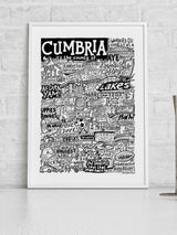Next Sketchbook Design Black Cumbria Landmarks Illustration Framed Wall Art Print, White A4 Frame- Buy online at McGrocer