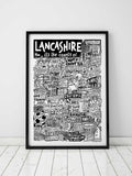 Sketchbook Design Lancashire landmarks framed wall art print A4 (British brand)