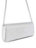 KG Kurt Geiger Baily silver microsuede clutch bag, UK version