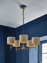 Next Hudson 5 Light Chandelier Ceiling Light Black and Brass- Buy online at McGrocer