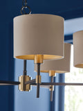 Black Hudson 5-light chandelier with brass accents, imported from the UK