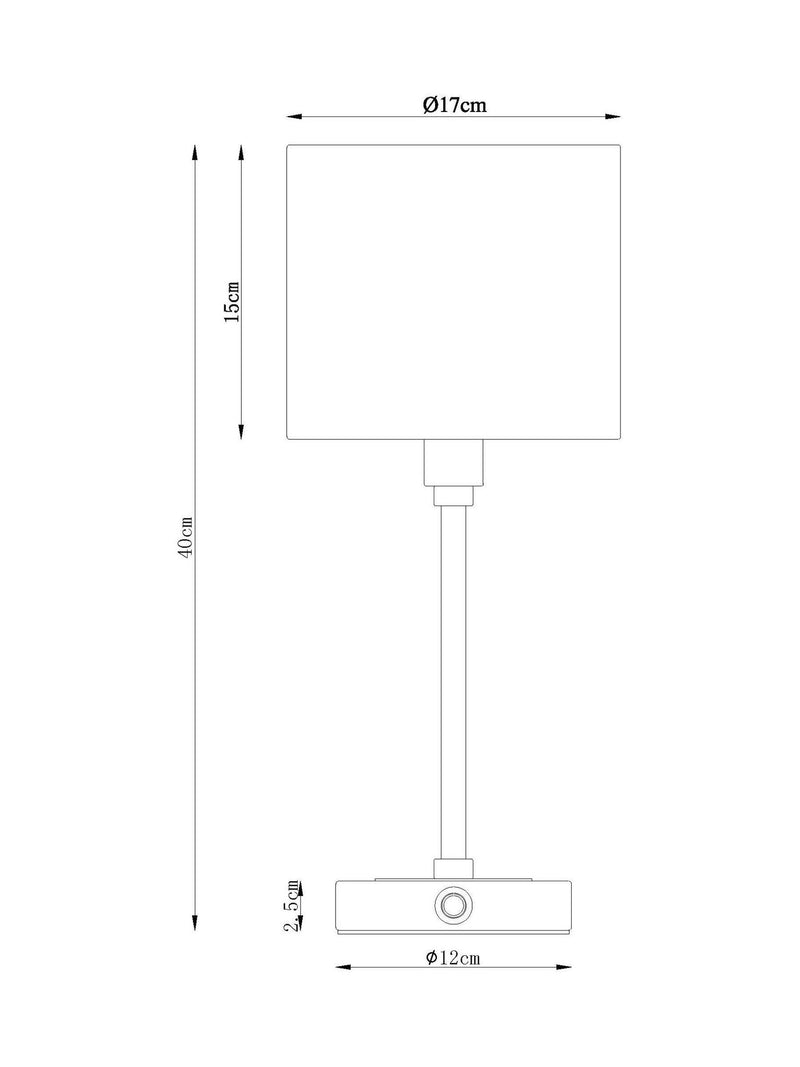 Hudson black rechargeable table lamp 40cm - British product