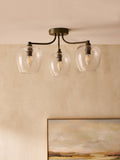 Brass Chester 3 light flush ceiling light 55cm (British brand)