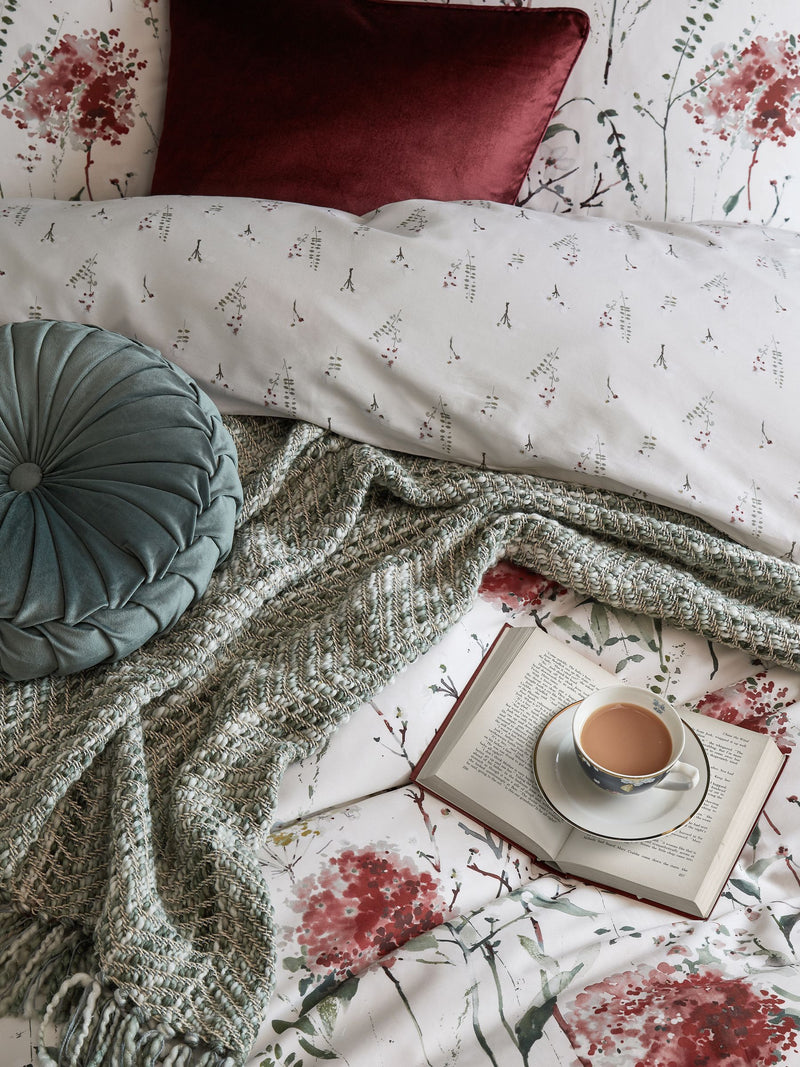Laura Ashley Pallington Bloom duvet cover set in Red Ruby cotton sateen, UK version