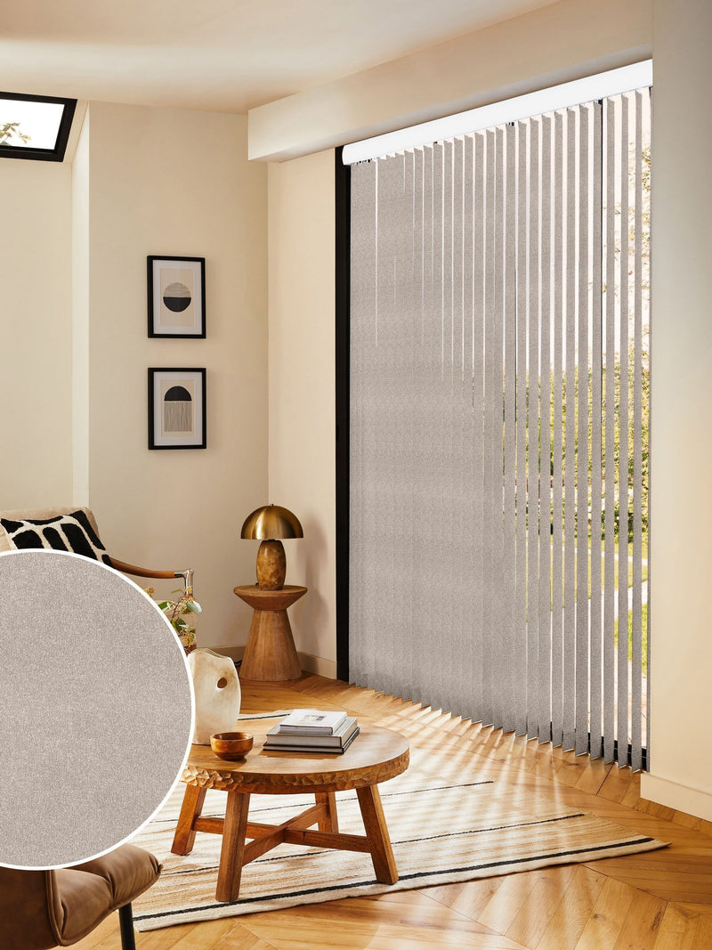 Natural Vog grey vertical blinds - British product