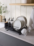 Black extendable drainer with cutlery holder - British product