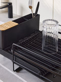 Black extendable drainer with cutlery holder - British product