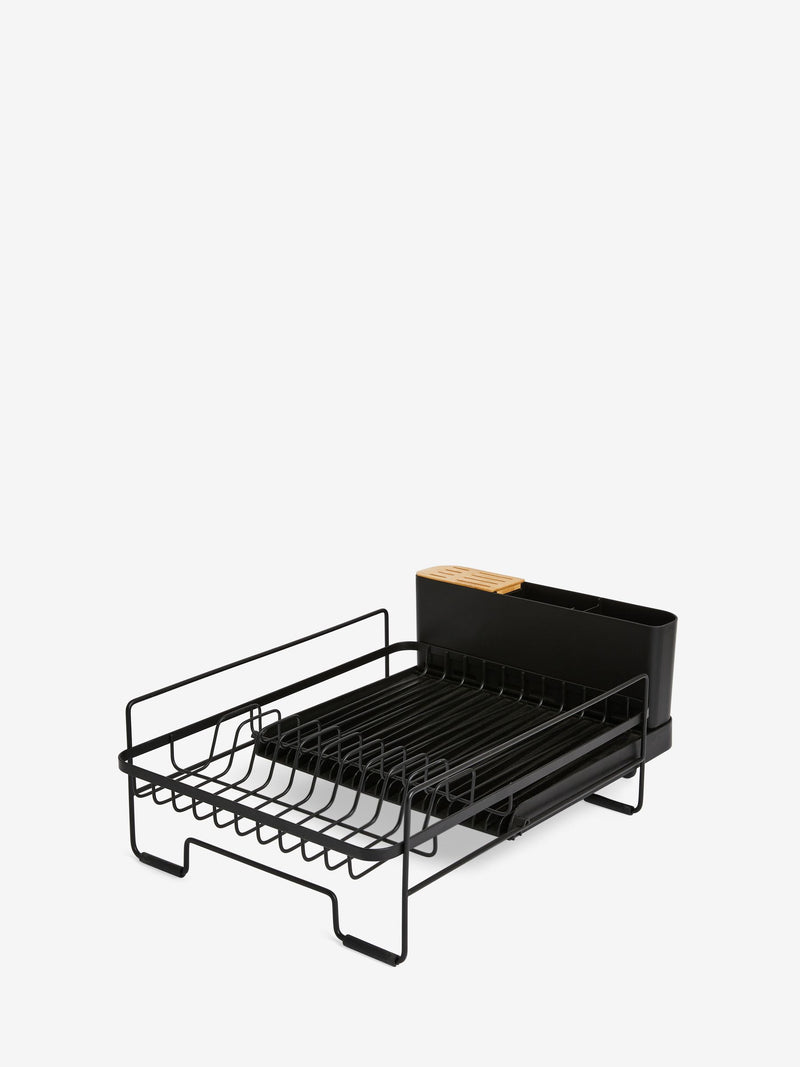 Black extendable drainer with cutlery holder - British product