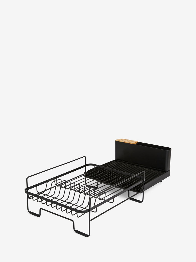 Black extendable drainer with cutlery holder - British product