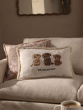 Natural embroidered Charlie cockapoo cushion 50x30cm, UK version