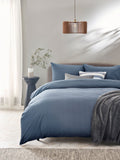 Blue Mid Cotton Rich Plain Duvet Cover and Pillowcase Set - British product