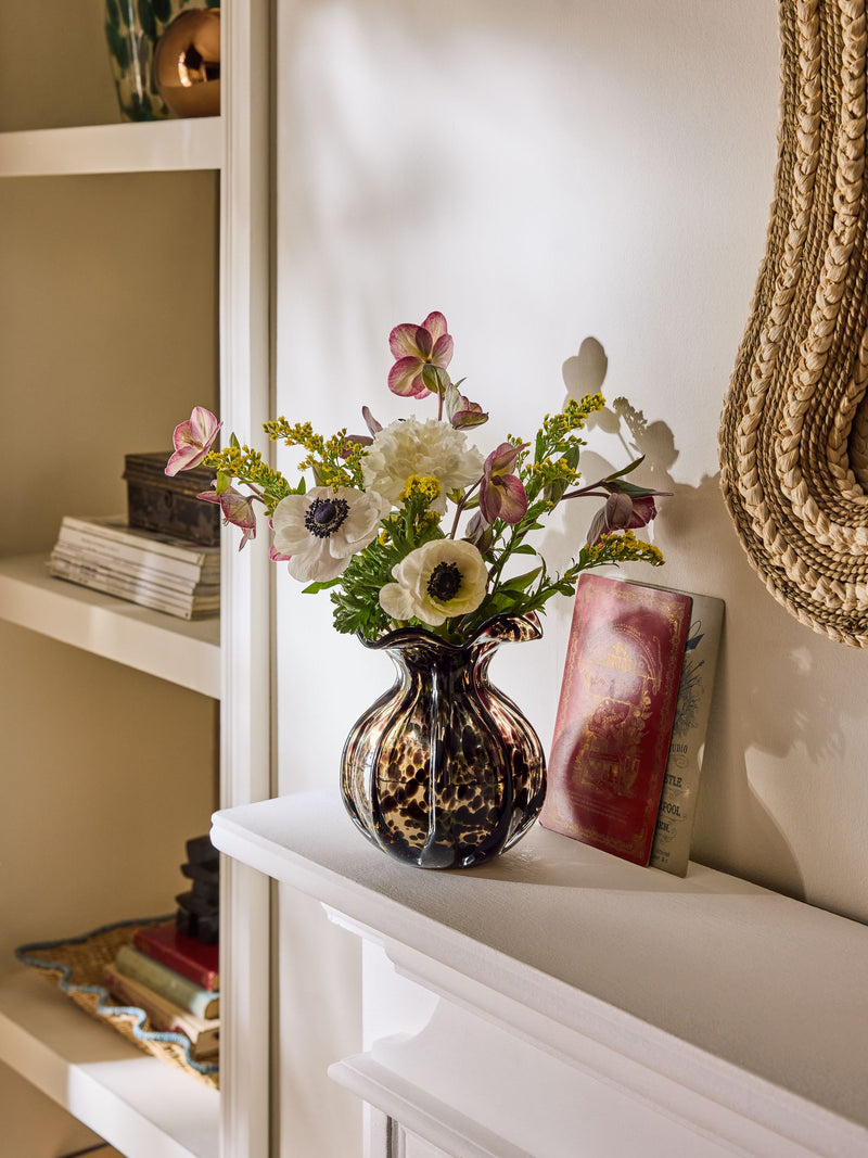 Nina Campbell Chocolate Brown Confetti Glass Vase