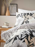 Vantona duvet cover set black natural linear bouquet (British brand)