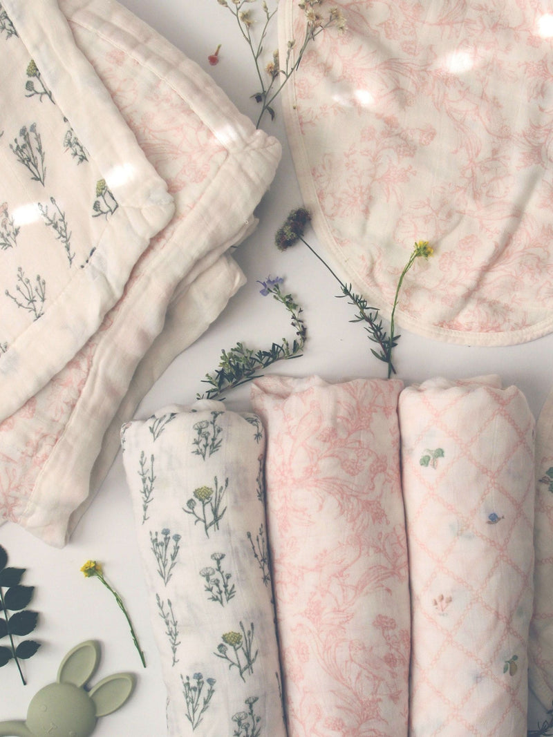 aden + anais baby muslin blankets pink floral print 3 pack, imported from the UK