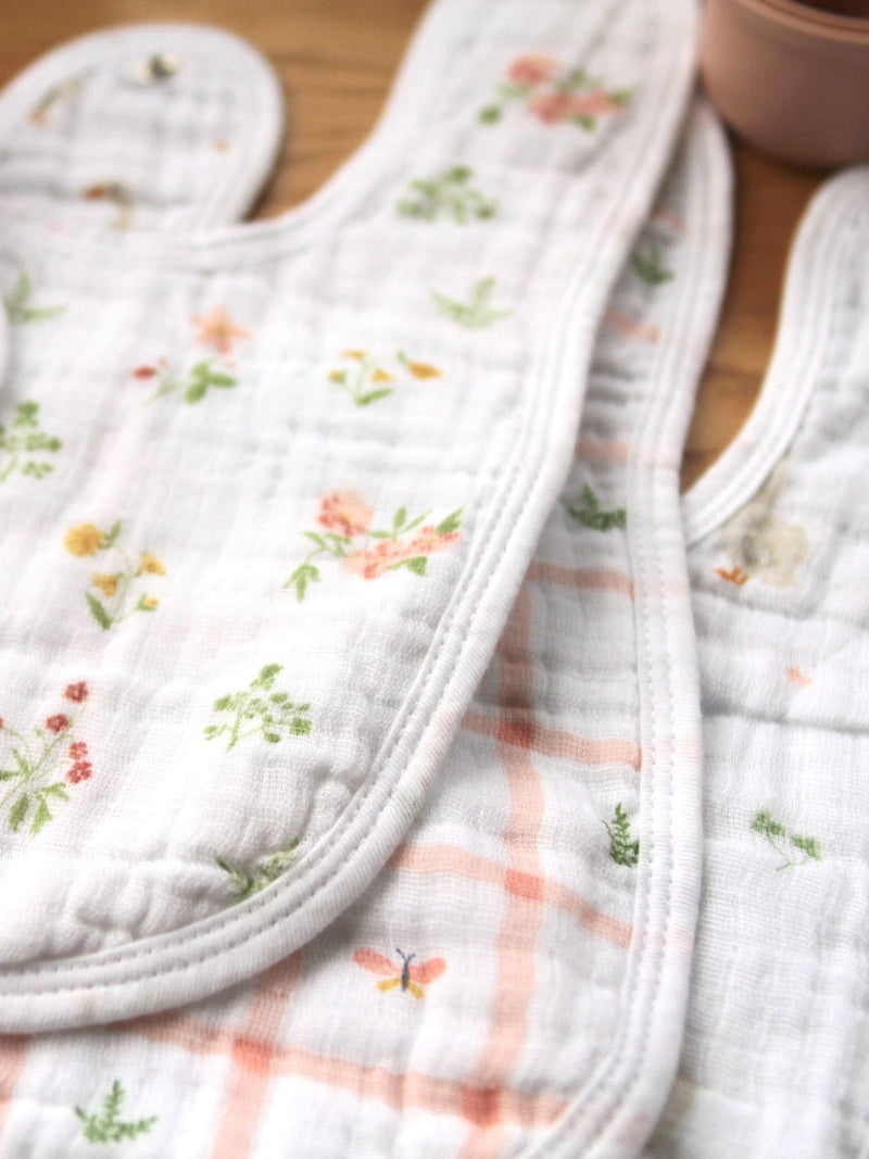 aden + anais pink floral muslin baby snap bibs 3 pack - British product