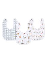 Next Aden + Anais White Essentials 100% Cotton Muslin Baby Snap Elephant Circus Bibs 3 Pack- Buy online at McGrocer