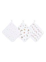 Next aden + anais White Essentials 100% Cotton Muslin Elephant Circus Washcloth 3 Pack- Buy online at McGrocer