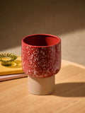 MADE.COM Terracotta and White Santiago Hand Splatter Small plant pot, imported from the UK