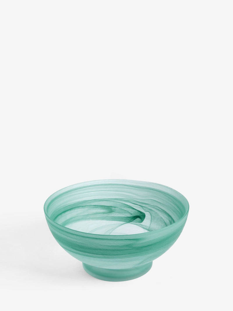 MADE.COM blue Alysa swirl glass fruit bowl (British brand)