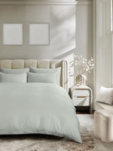 Pale Sage Green Collection Luxe 300 Thread Count Cotton Sateen Duvet Cover and Pillowcase Set