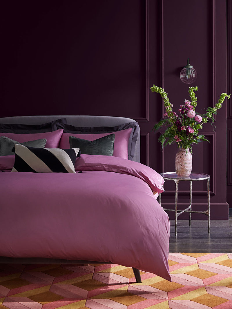 Duvet Cover Set Orchid Pink Sateen Super King, imported from the UK