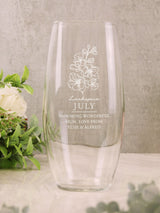 Next PMC Personalised July Birth Flower Bullet Glass Vase- Buy online at McGrocer
