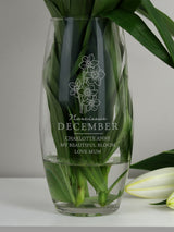 Next PMC Personalised December Birth Flower Bullet Glass Vase- Buy online at McGrocer